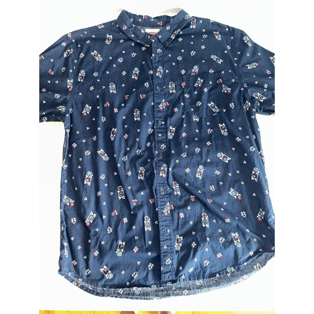 Levi Strauss & Co Men's Short Sleeve, Button Up, Navy W/ Floral Size XXL 117508